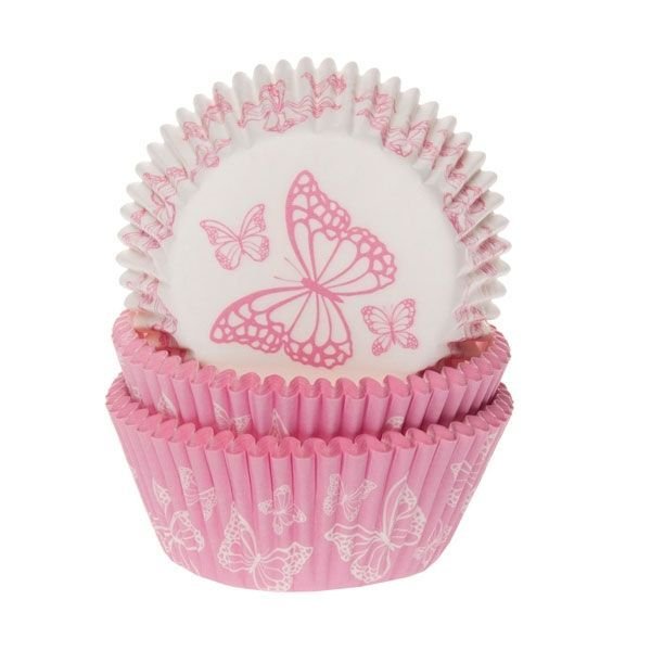 House of Marie Muffinform Baking Cups Butterfly Pink assorti pk/50