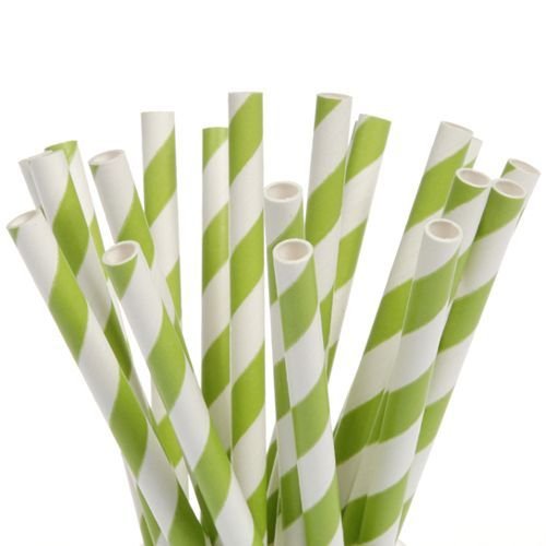 House of Marie Cake Pops Papierstiel Straws -Stripes Green- 20/Pkg